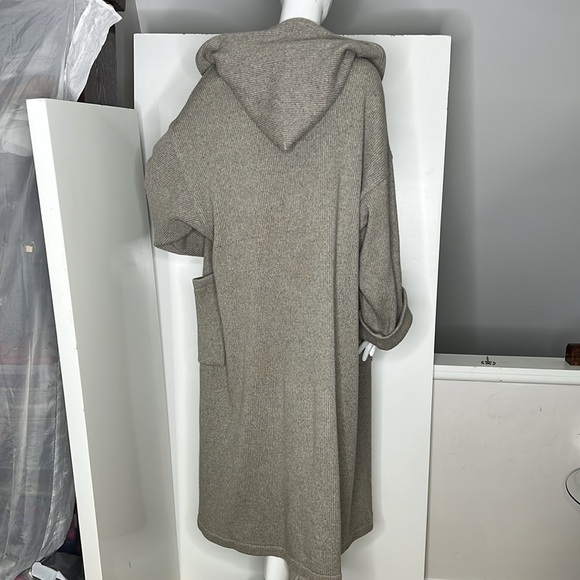 Sentier XL Wool Knit Hooded Double Breasted Sweater Coat - Picture 3 of 12